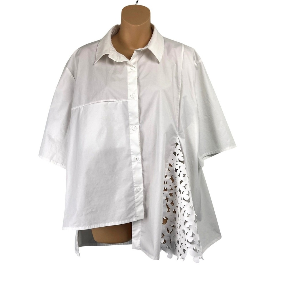 Paskal Atlas Laser Cut Butterfly Asymmetric Oversized Shirt Womens L Avant-garde - Picture 2 of 12